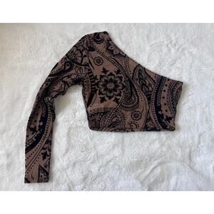 Shein One Shoulder Nude Paisley Crop Top Size Small